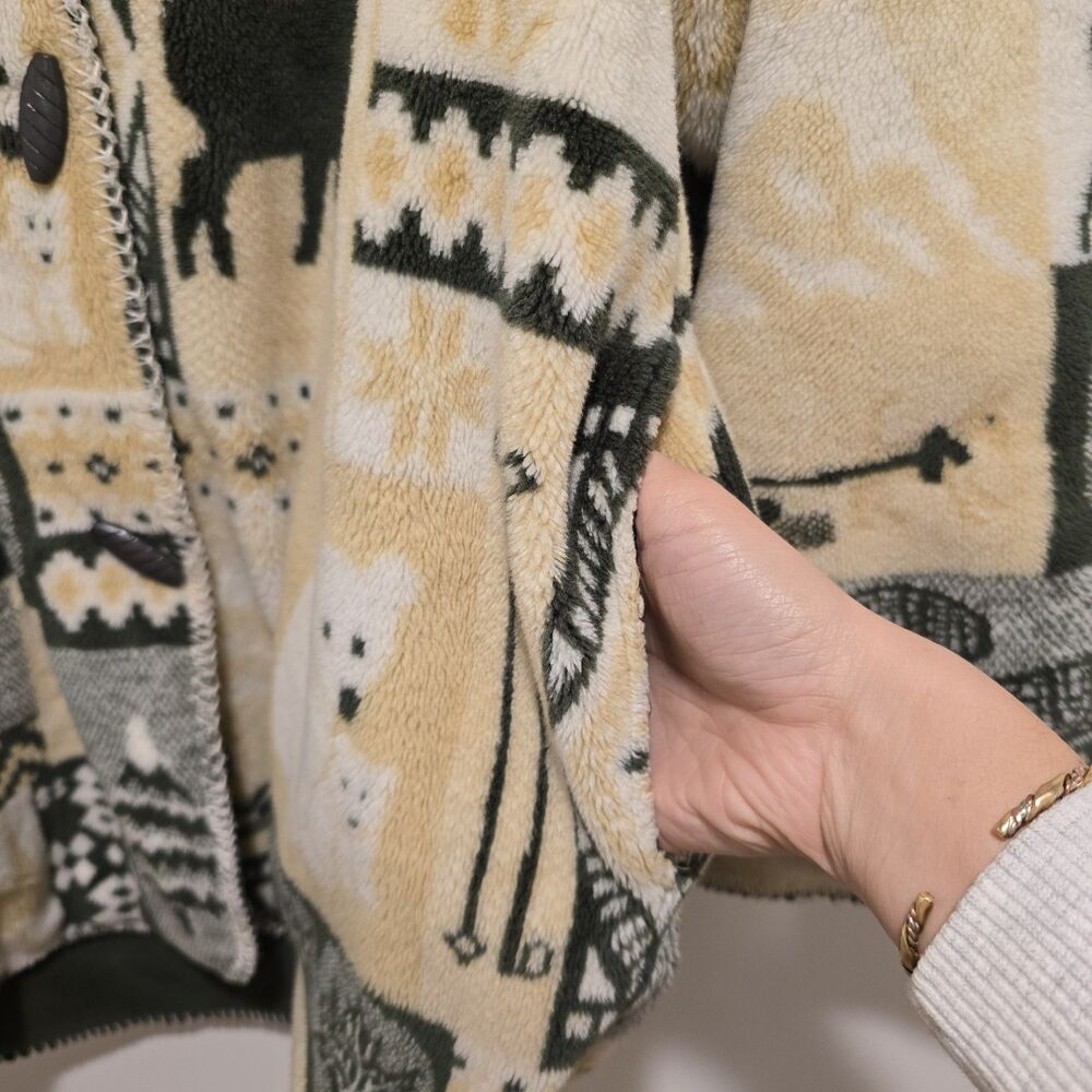 Vtg Quality Goods Canada Winter Nature Heavy Fleece Reversible Coat Jacket M/L - Picture 16 of 16